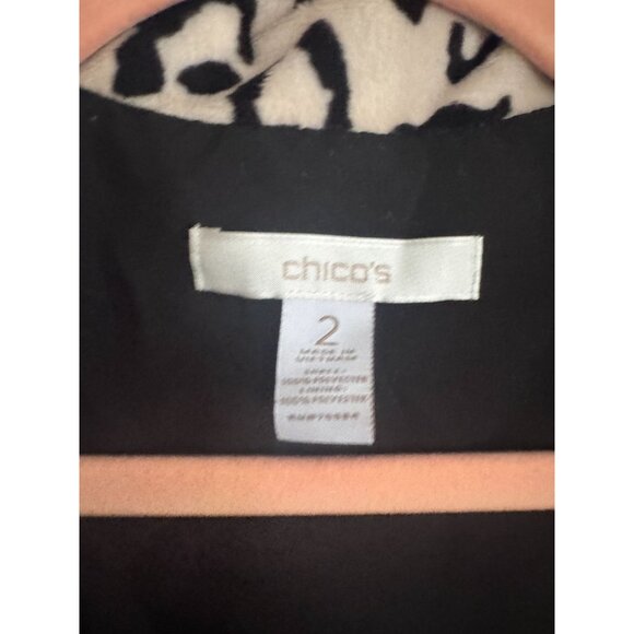 CHICOS SOFT VELVET LEOPARD PRINT BLAZER SZ 2 - Picture 3 of 4